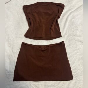 Brown Tube Top and Skirt Set